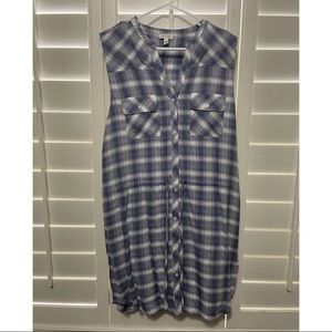 Joie Soft Safia Plaid Cinching Dress Size L